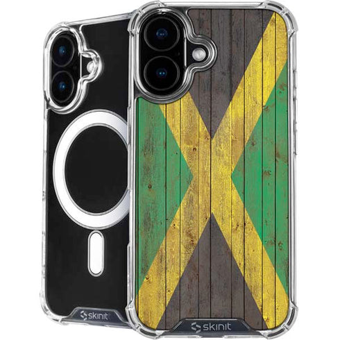Jamaican Flag Dark Wood iPhone 16 MagSafe Case